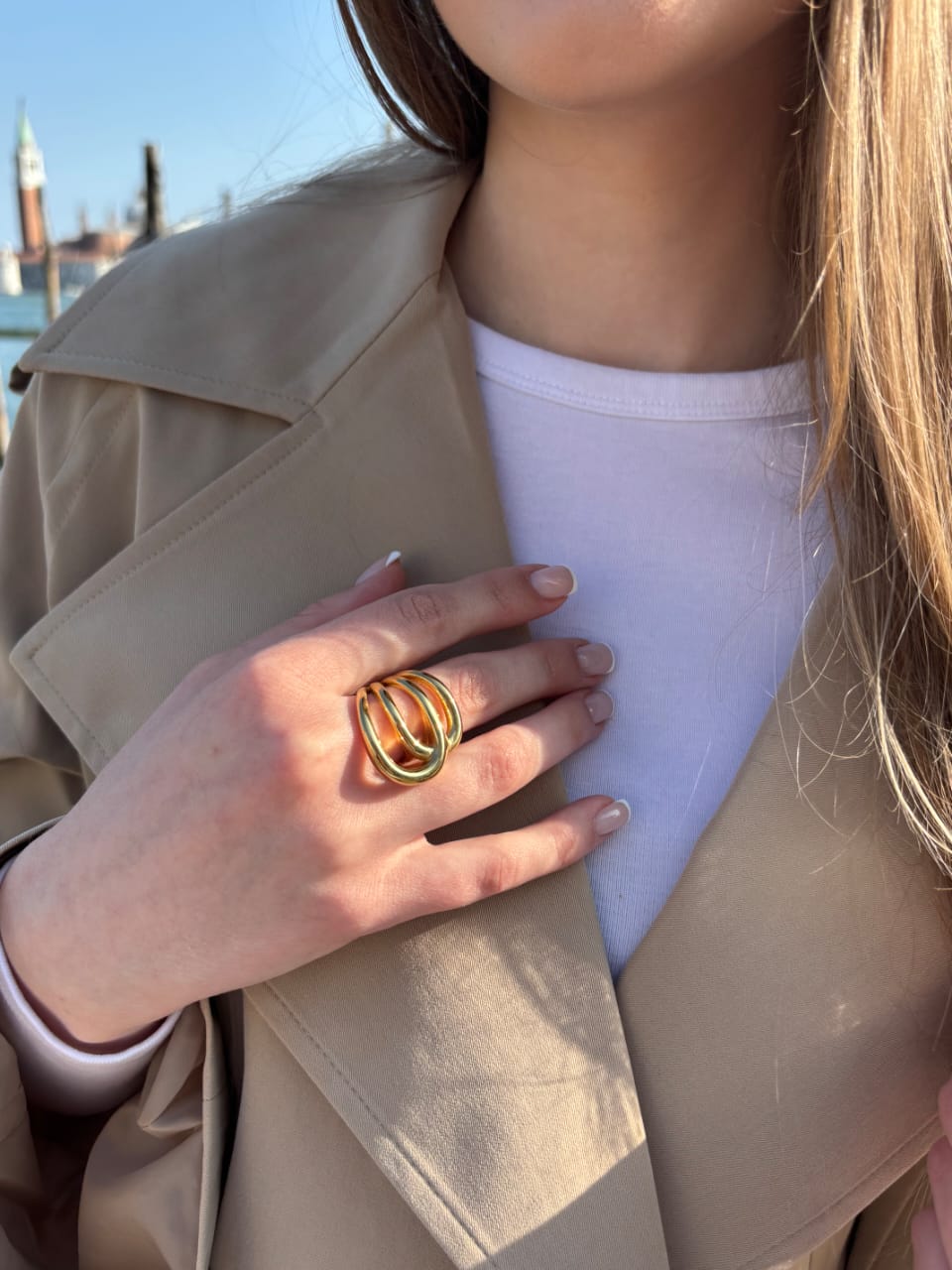 Arlo 18K vergoldeter geometrischer Ring Damen Schmuck
