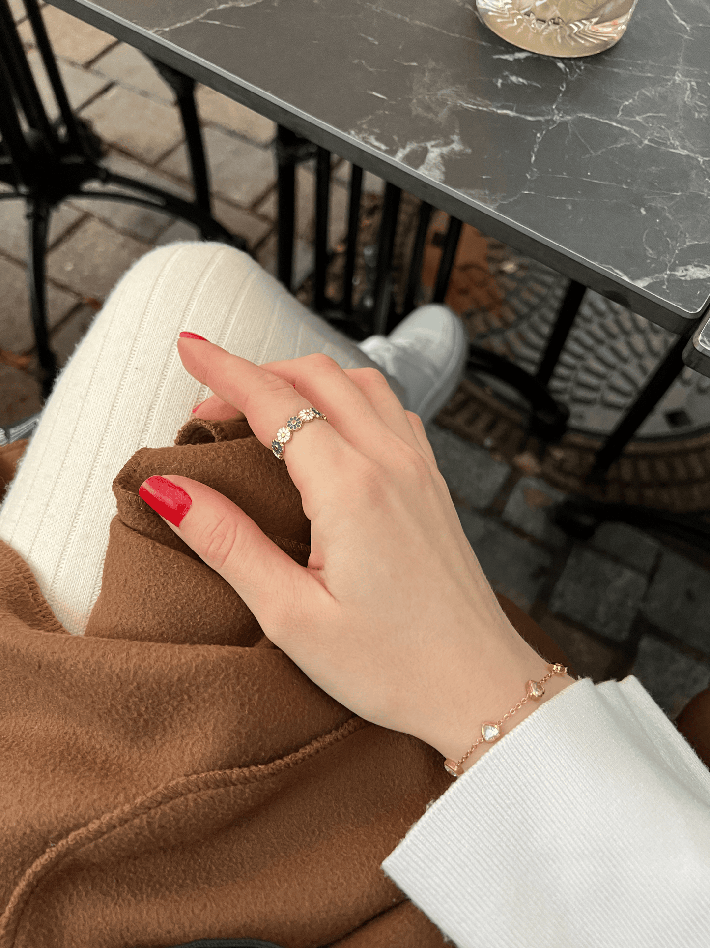 Cute daisy flower ring gold – enamel gold-plated open ring