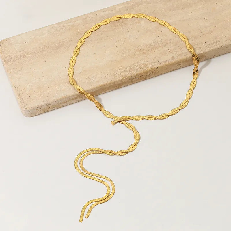 Braidyn 18K vergoldete Herringbone-Kette Zopf Design
