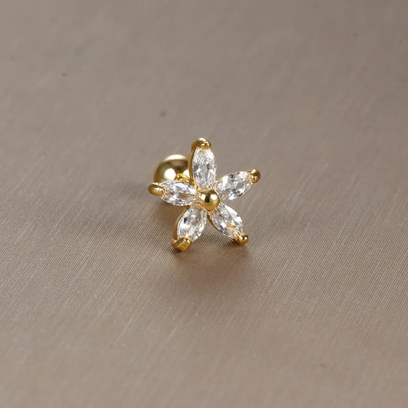 Bryony 18K vergoldeter Blumen-Ohrstecker mit Zirkonia