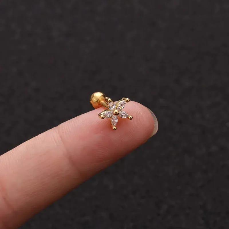 Bryony 18K gold-plated flower zircon stud earrings for women