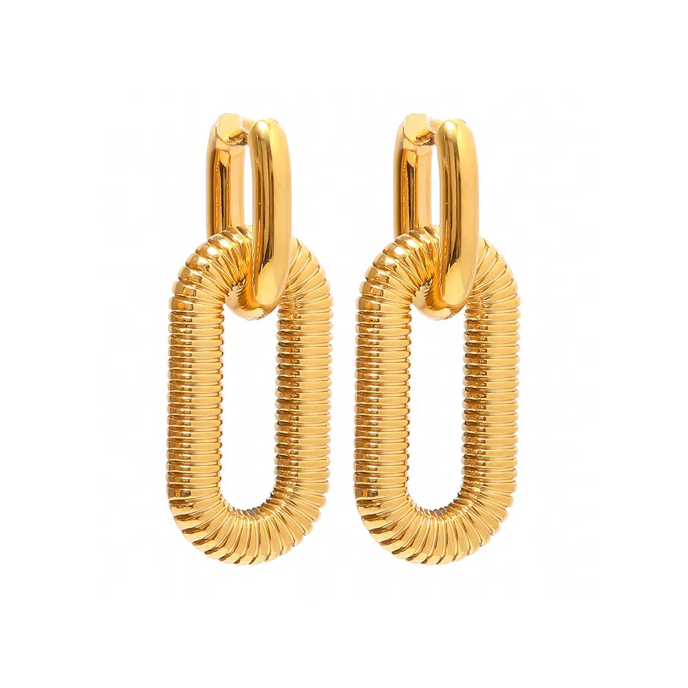 Calypso 18K gold-plated chunky oval drop earrings for women