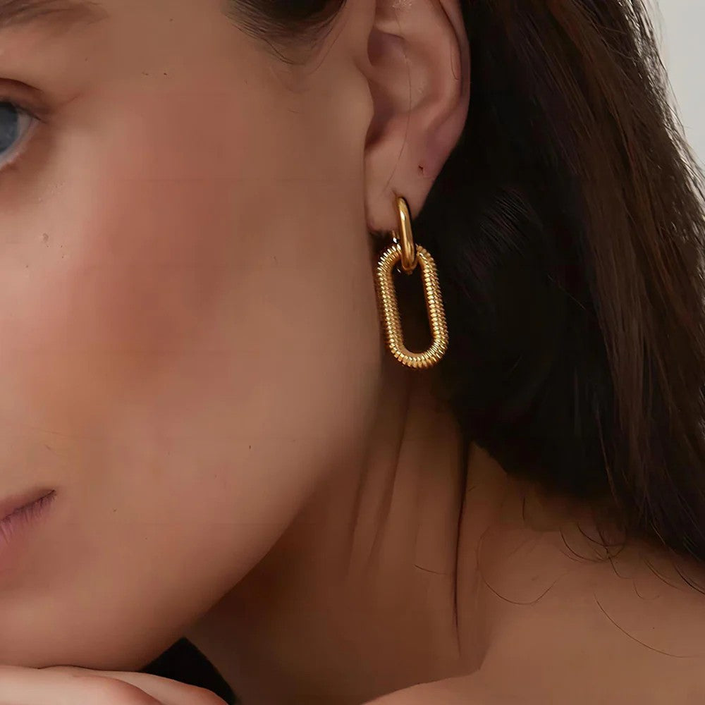 Statement oval earrings gold – modern bold jewelry by CELOSIA