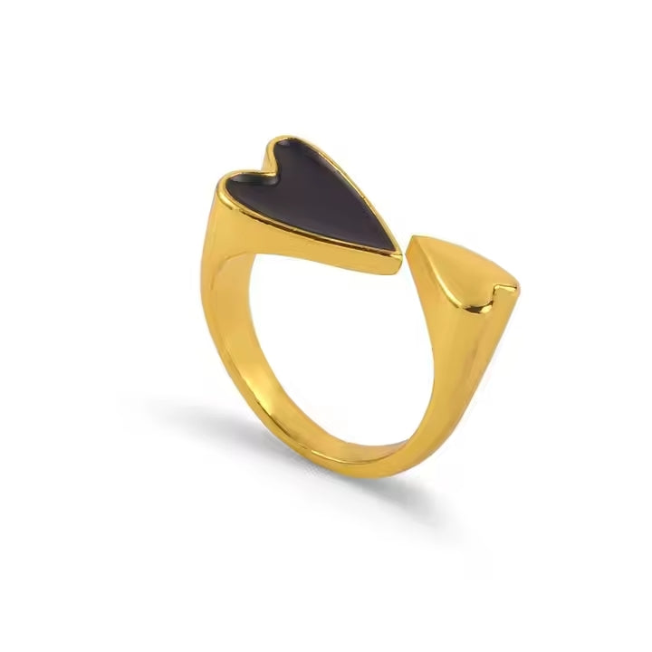 Croia offener Herz-Ring 18K vergoldet in Schwarz und Gold