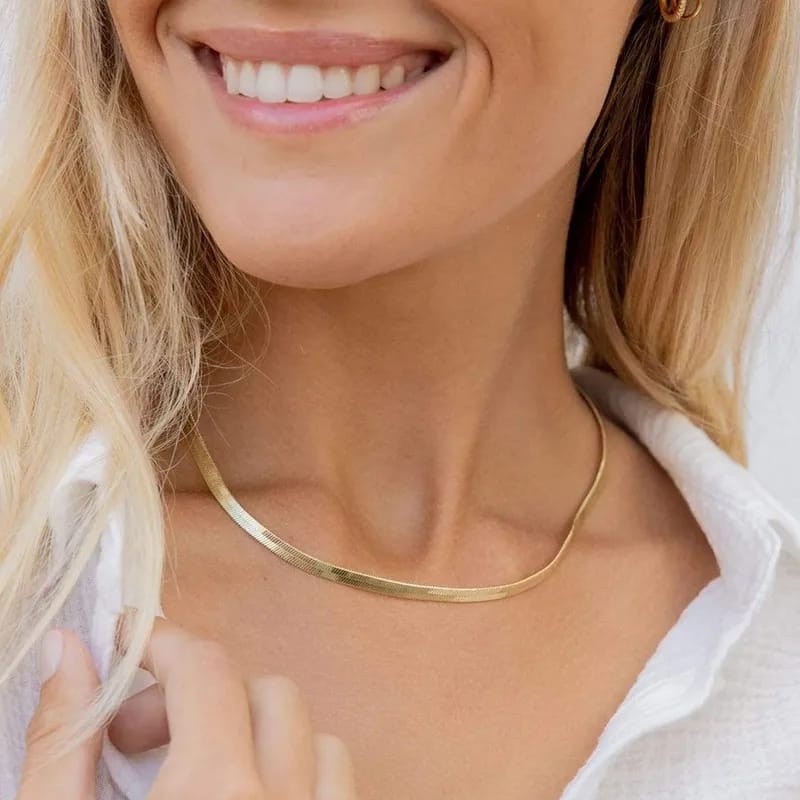 Daphne 18K vergoldete Herringbone Halskette Damen