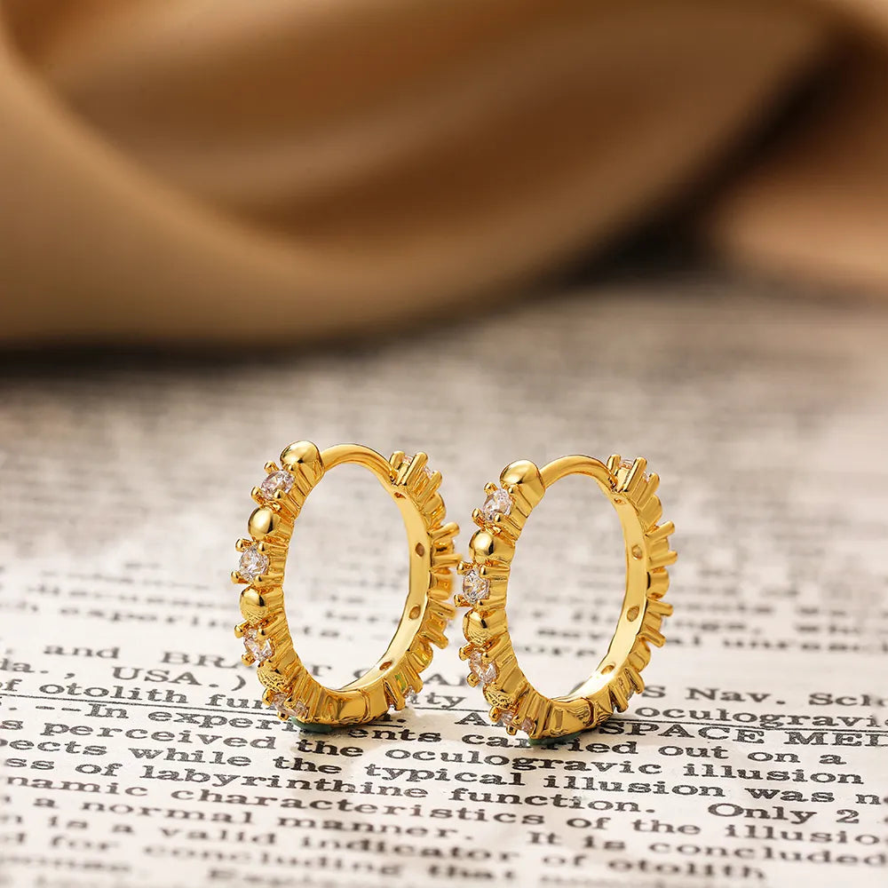 Divona 18K gold-plated hoop earrings with zircon for women