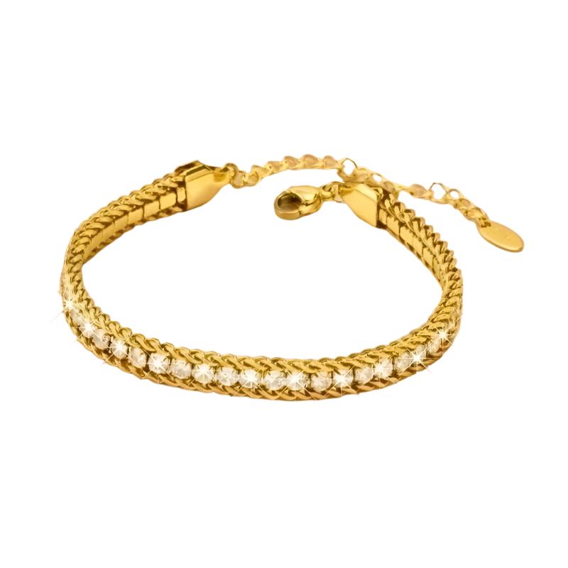 Elanor gold-plated Cuban chain bracelet with zircon stones