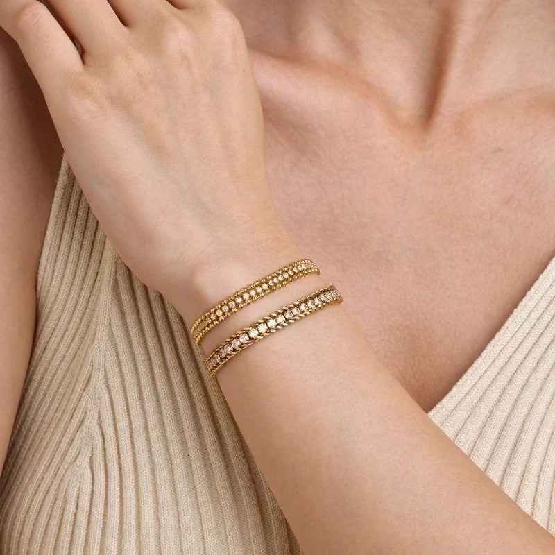 Vergoldetes Damenarmband Elanor mit Zirkonia und Doppelgliederkette