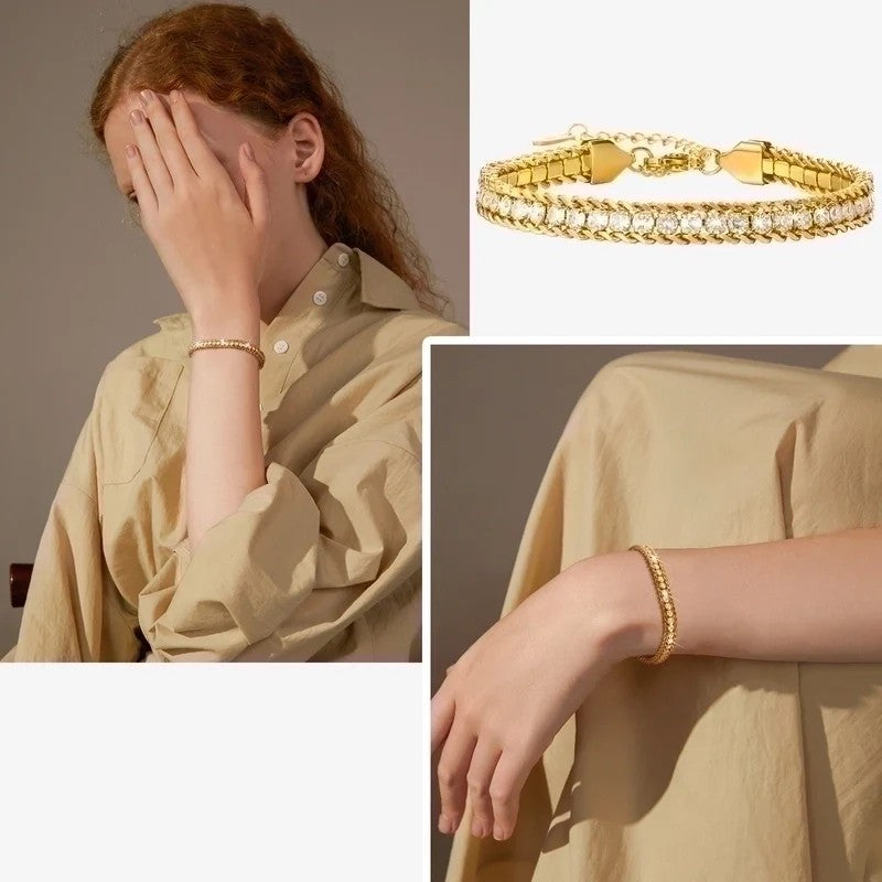 Luxuriöses Armband Gold Cubankette Damen