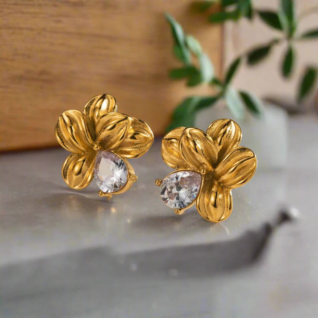 Elina florale Damenohrringe in 18K Vergoldung
