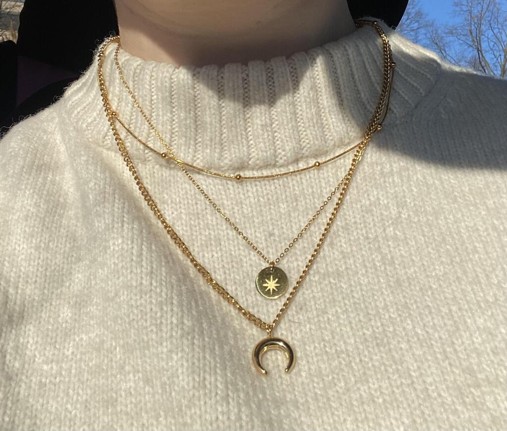 Esmeray vergoldete Layering-Kette mit Mond Stern Anhänger