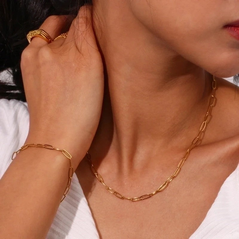 18K vergoldete Gliederkette modern minimalistisch
