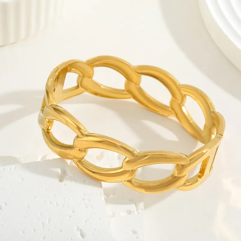 Heidi offener Damenring 18K vergoldet Ketten-Design