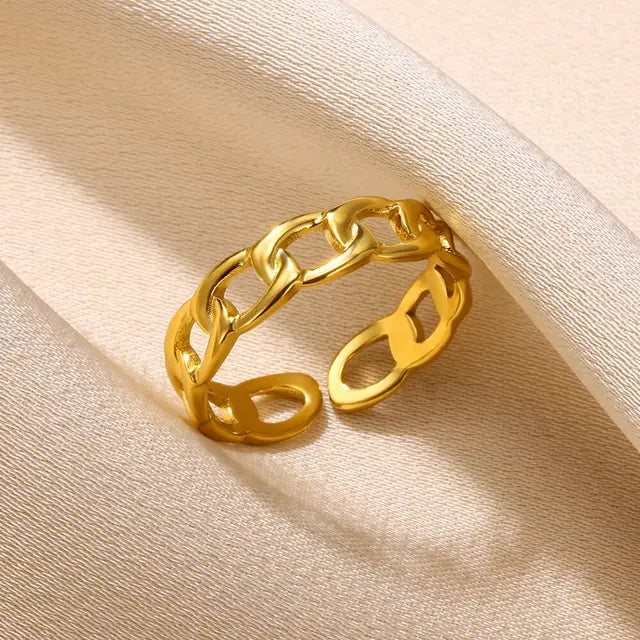 Statement adjustable gold chain ring – CELOSIA