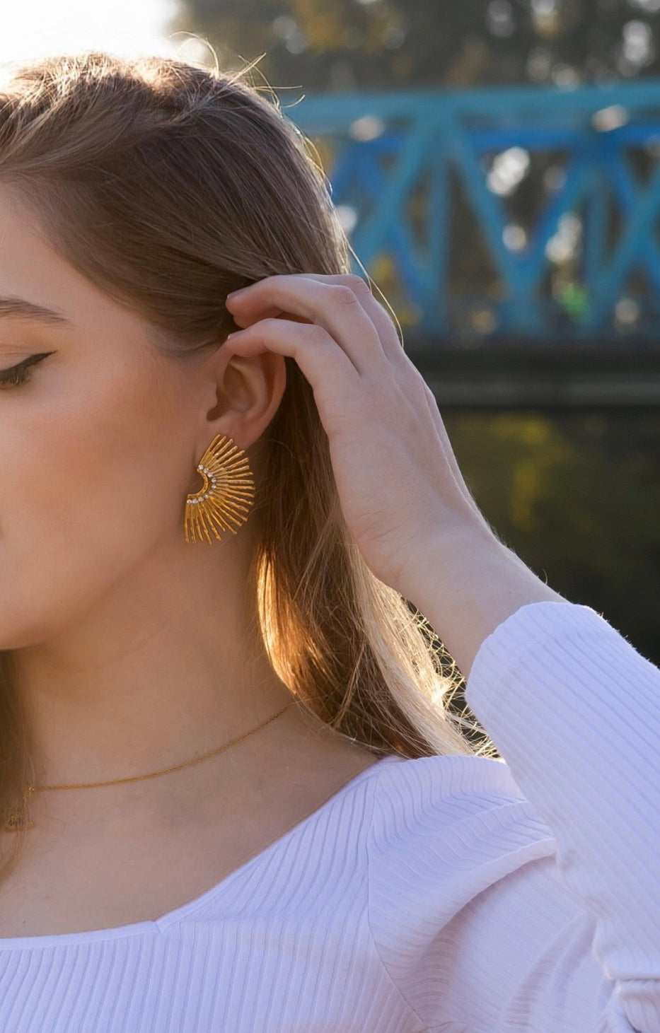 Elegant celestial gold stud earrings for women – CELOSIA