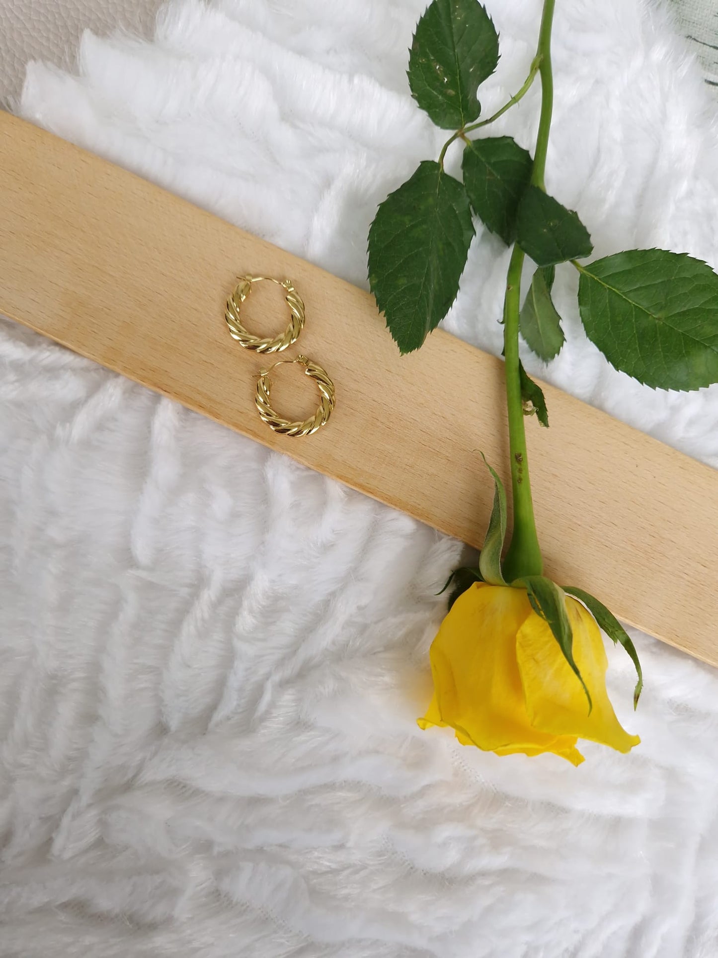 18K gold statement earrings with rope design
