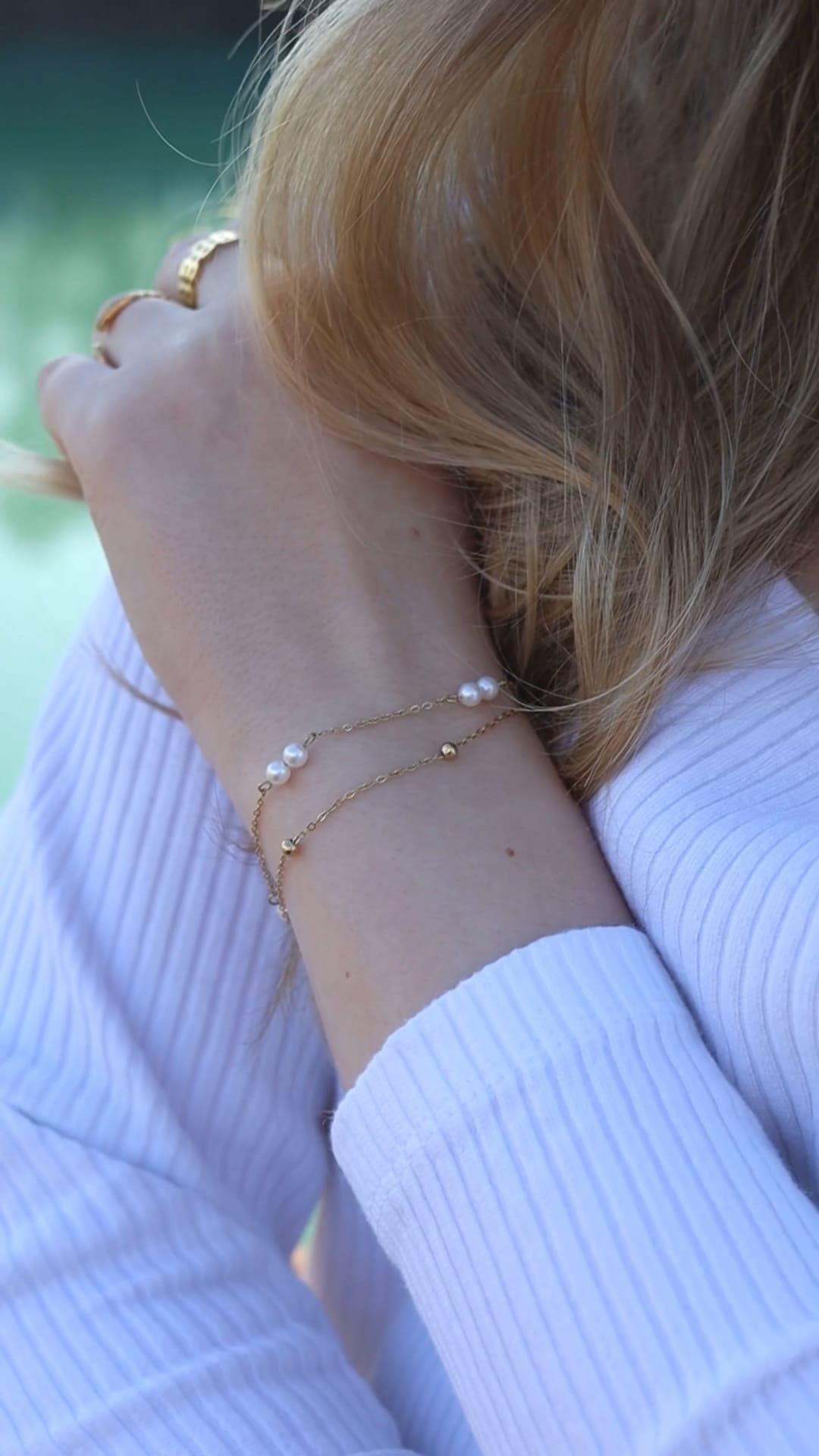 Marjorie 18K gold plated bracelet with pearls and gold beads