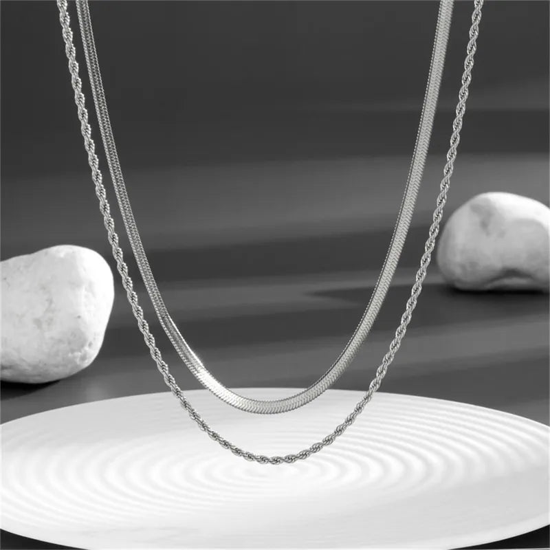 Layered hypoallergenic necklace stainless steel – elegant gold jewelry
