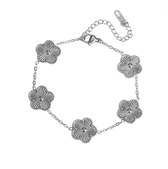 Silver floral bracelet for women – Ornella 316L stainless steel