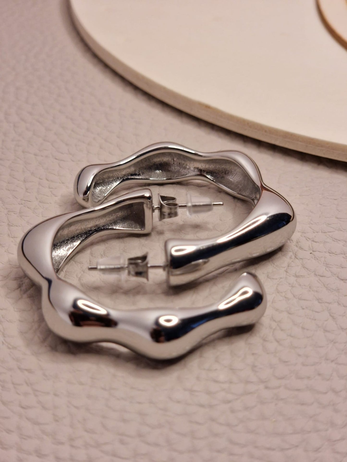 Hypoallergenic statement earrings silver finish