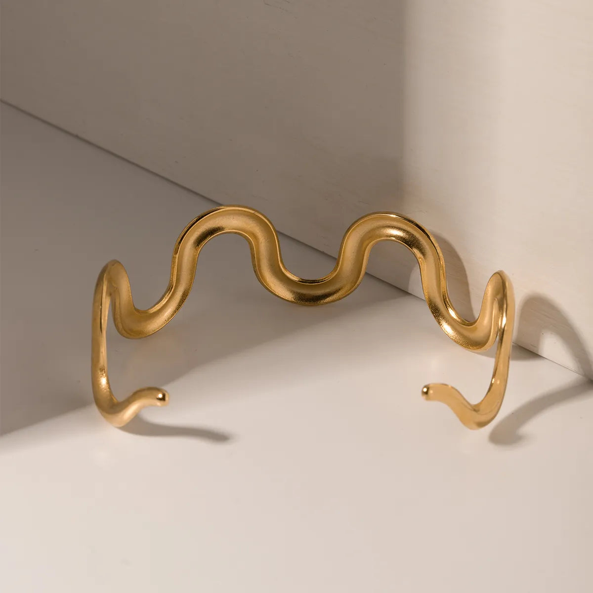 Modern geometric gold bangle – minimalist adjustable jewelry