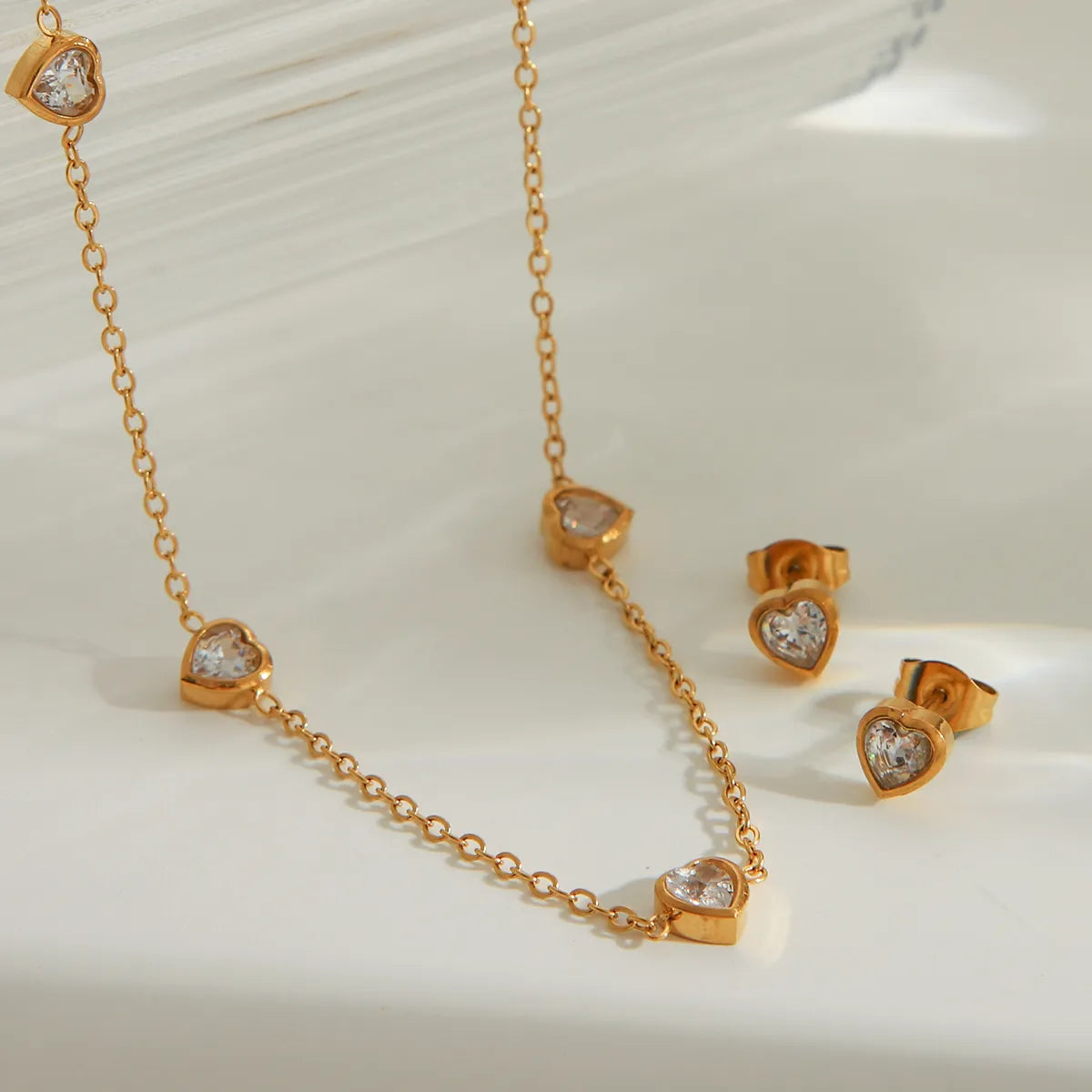 Valentina Schmuckset 18K vergoldet mit Herz Zirkonia