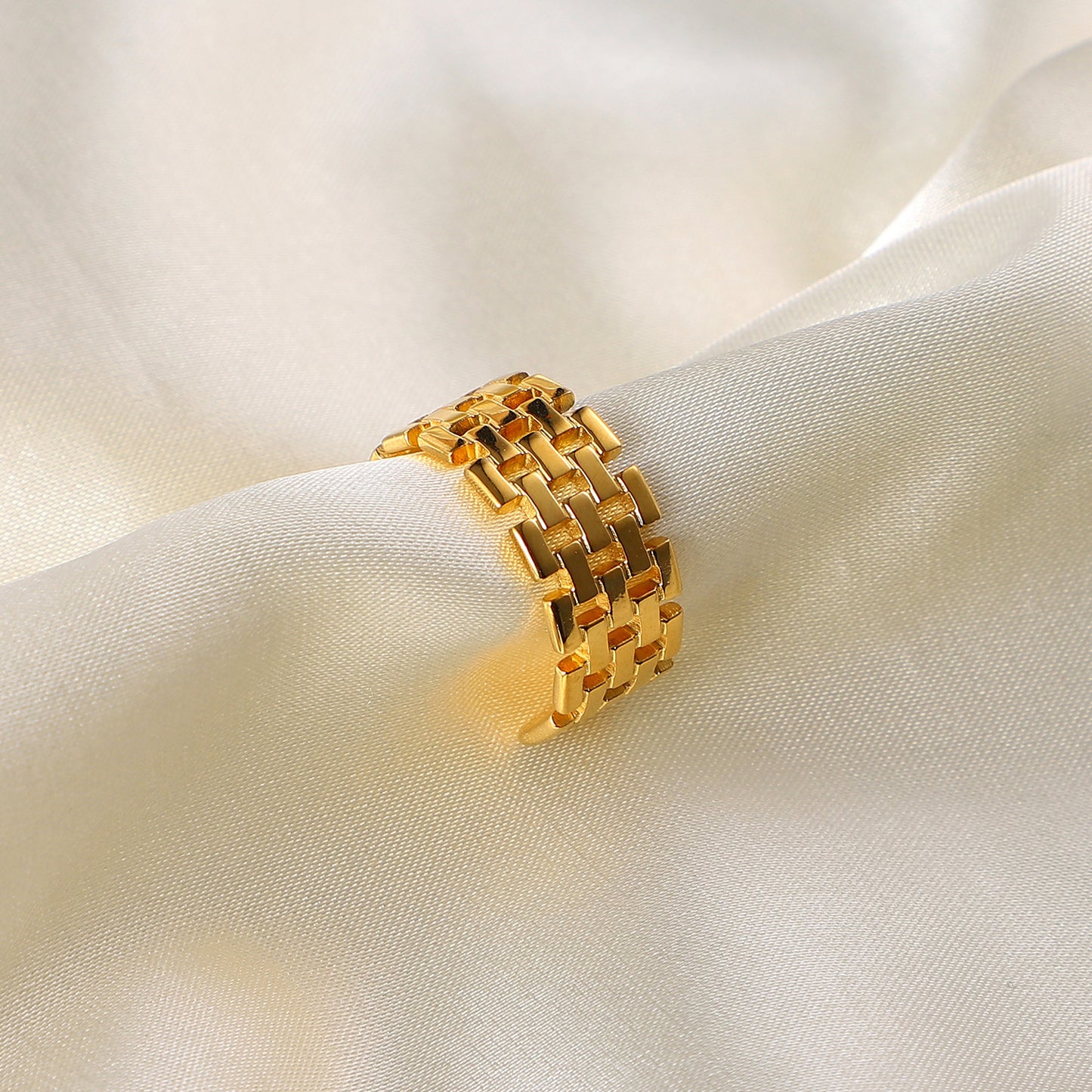 Geometrischer Damenring 18K Gold Statementring