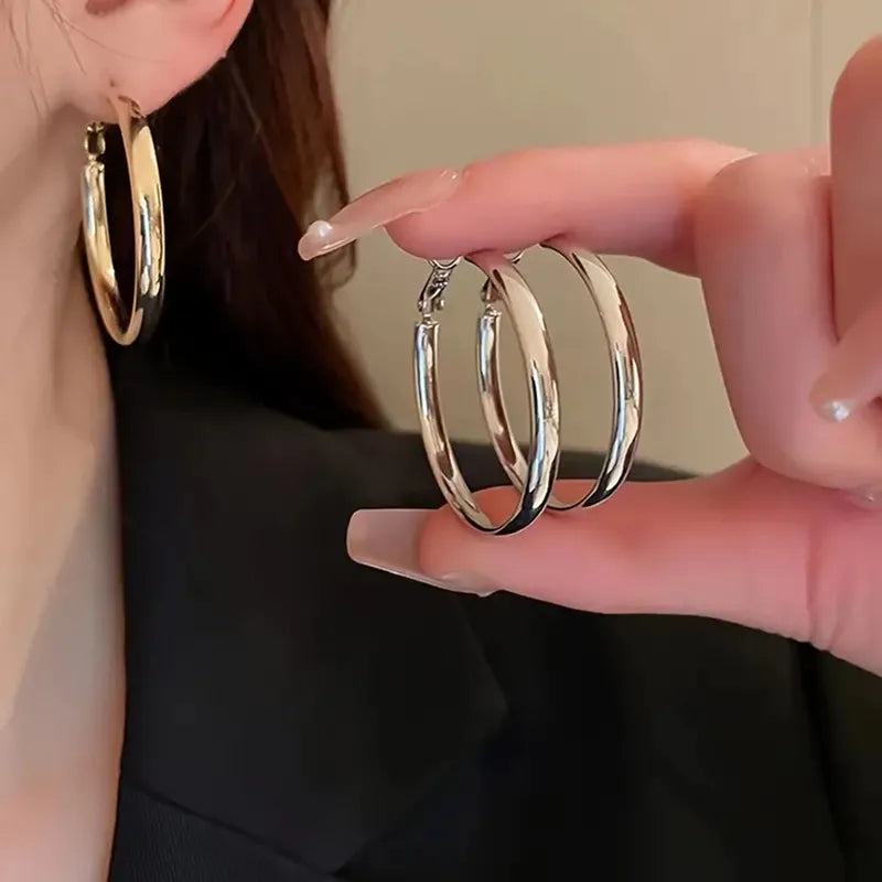 Yana large flat hoop earrings stainless steel