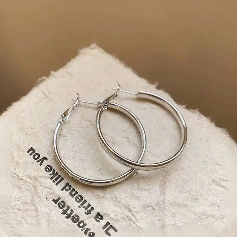 Große silberne Hoops Damen - nickelfreie Ohrringe aus Edelstahl