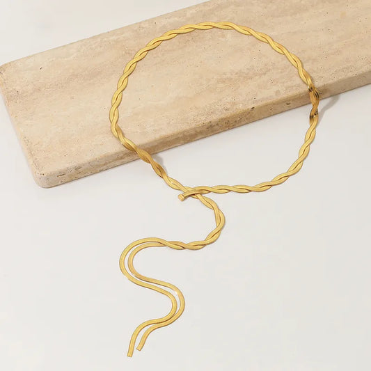 Braidyn 18K vergoldete Herringbone-Kette Zopf Design