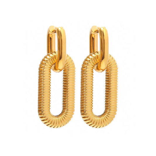Calypso 18K gold-plated chunky oval drop earrings for women