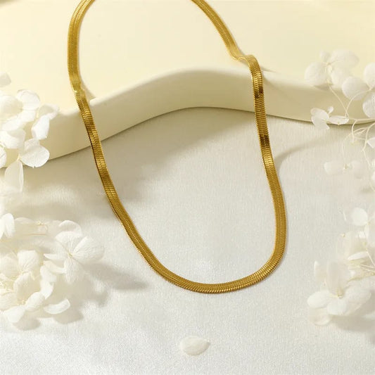 Daphne 18K gold-plated herringbone necklace for women