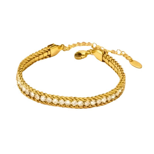 Elanor gold-plated Cuban chain bracelet with zircon stones