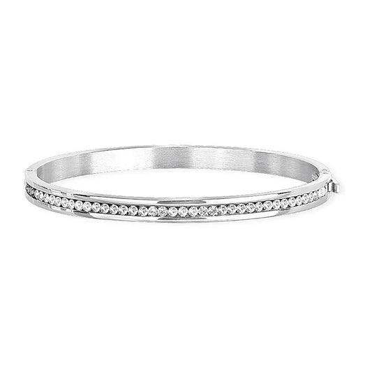 Orion silver stainless steel bracelet with rhinestones for women