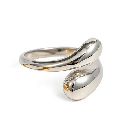 Renee stainless steel wrap ring with double waterdrop design