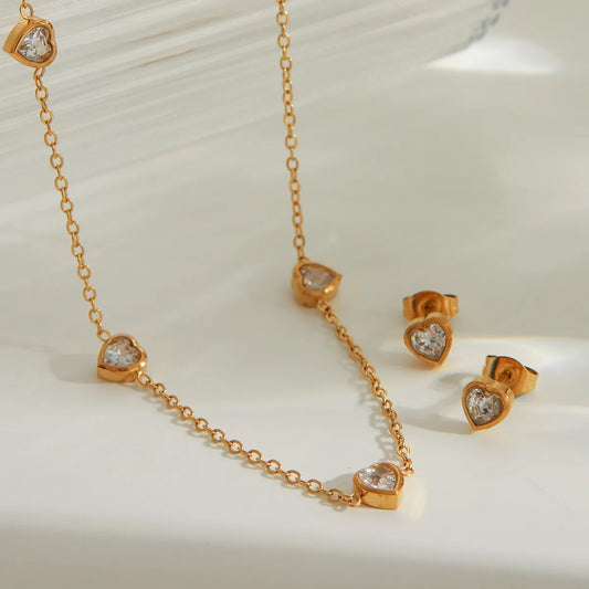 Valentina Schmuckset 18K vergoldet mit Herz Zirkonia