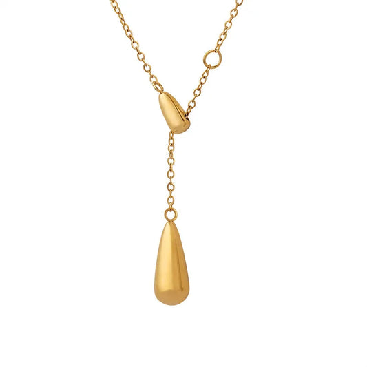 Winona gold-plated Y necklace with teardrop pendant – minimalist jewelry for women