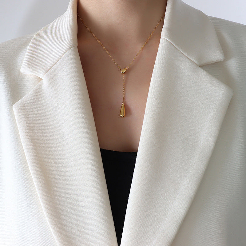 Winona 18K vergoldete Y-Kette mit Tropfenanhänger – Damen Halskette